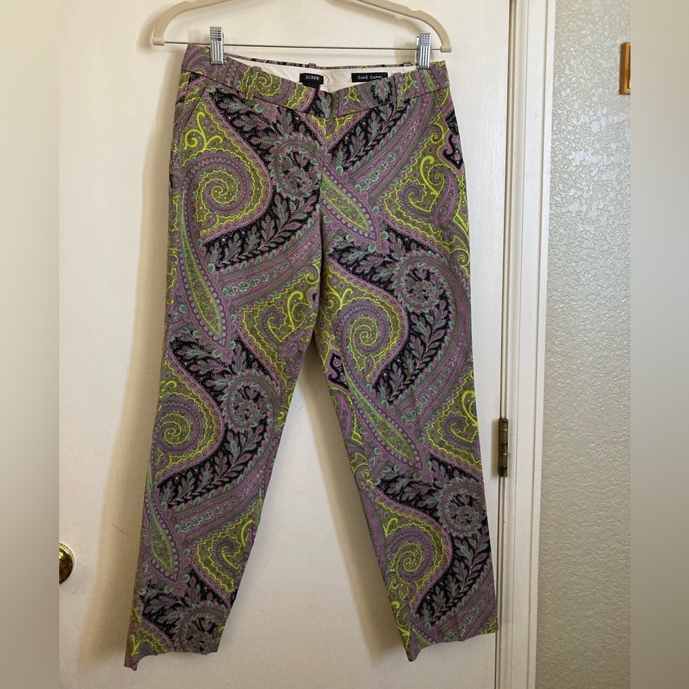 *J. Crew Multicolored Sovereign Paisley Print Size 2 Women’s Cafe Capri’s #RW